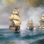 Айвазовский - Бриг "Меркурий", атакованный двумя турецкими кораблями